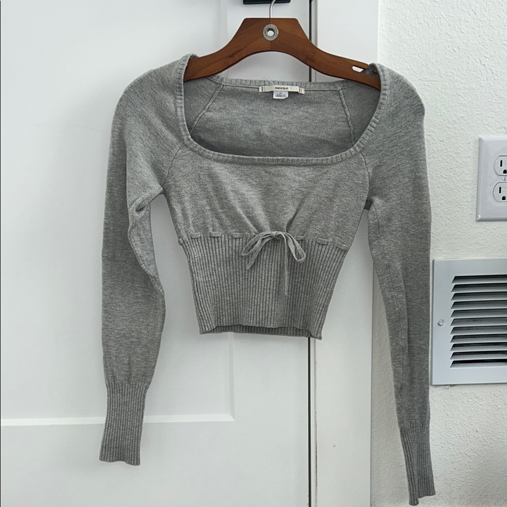Gray Long Sleeve Knit Top